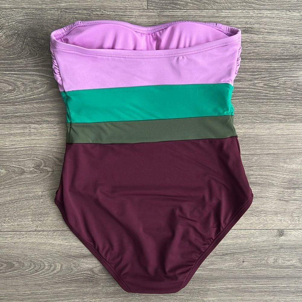 KATE SPADE One Piece Swimsuit XS Strapless Underwire Colorblock Beach Swimwear - Picture 6 of 8